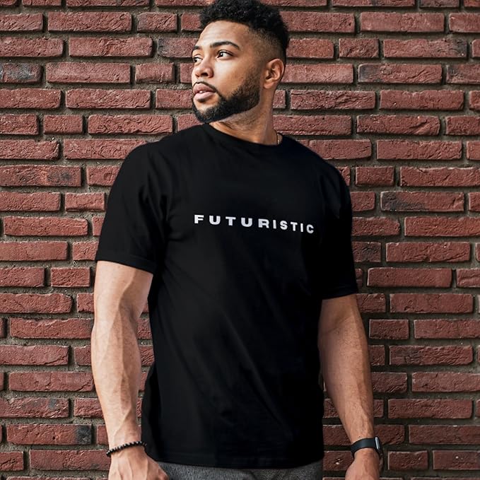 Black FUTURISTIC Graphic T-Shirt – Minimalist Modern Style
