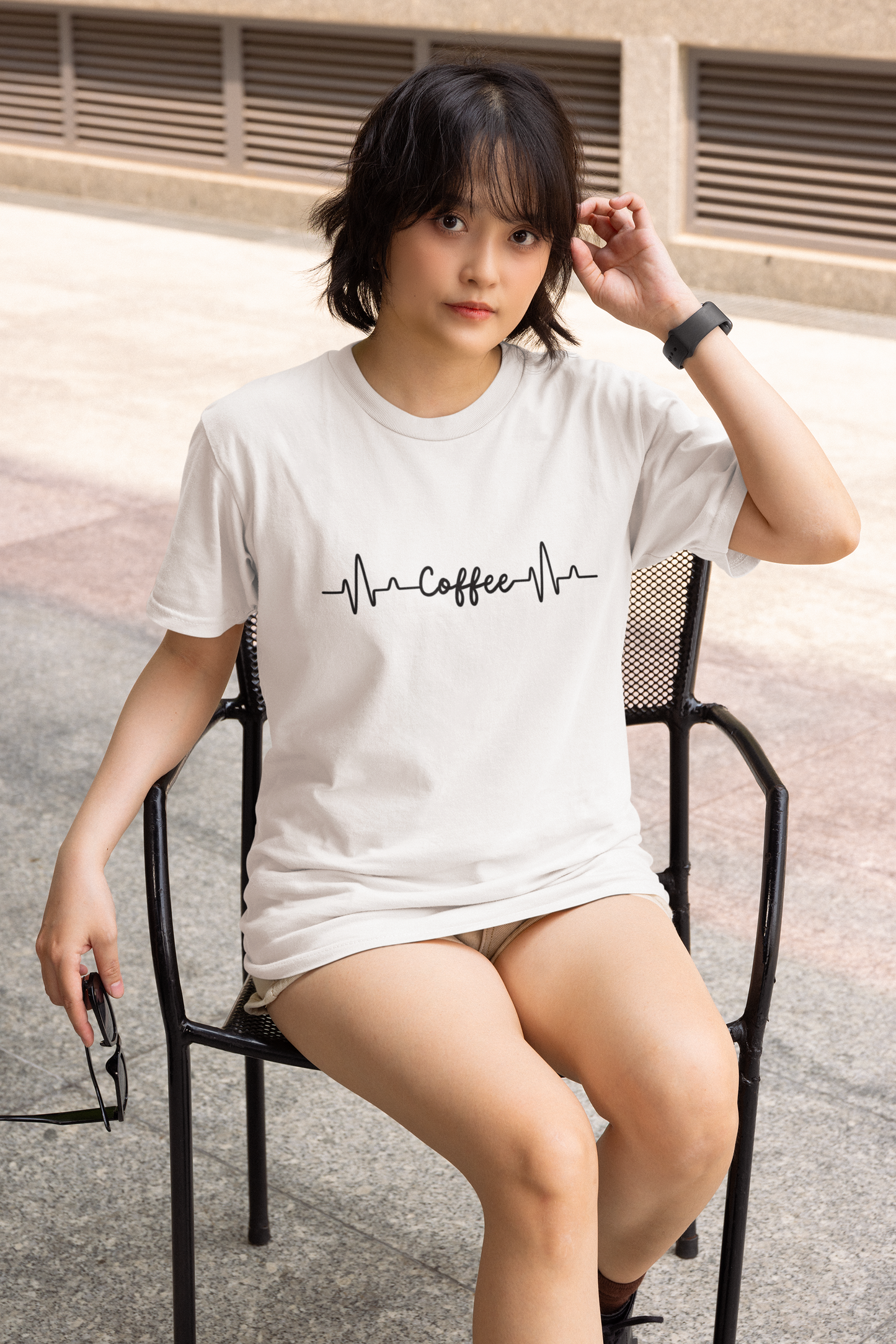 Red Coffee Heartbeat Graphic T-Shirt – Bold & Fun Design