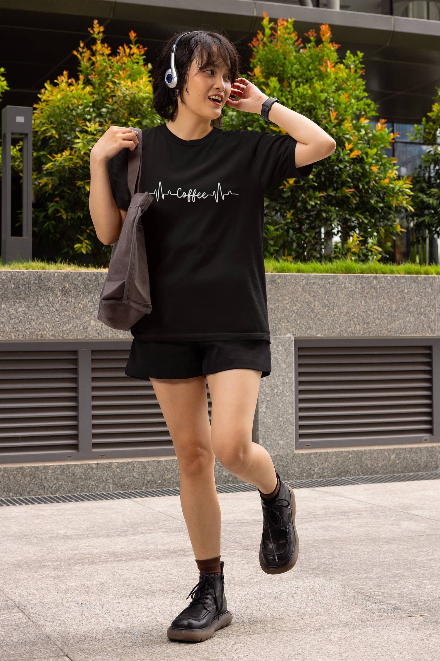 Red Coffee Heartbeat Graphic T-Shirt – Bold & Fun Design