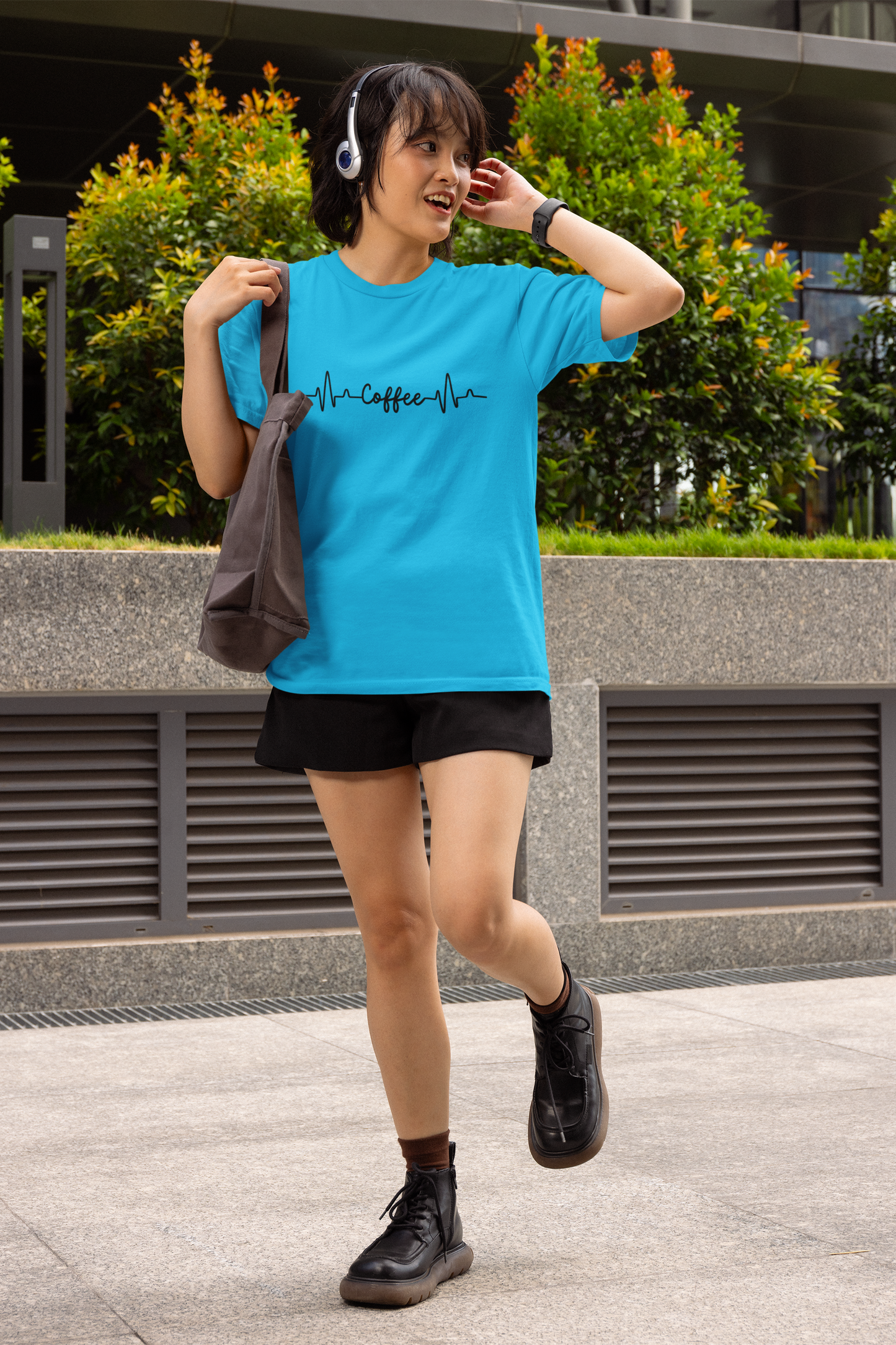 Red Coffee Heartbeat Graphic T-Shirt – Bold & Fun Design