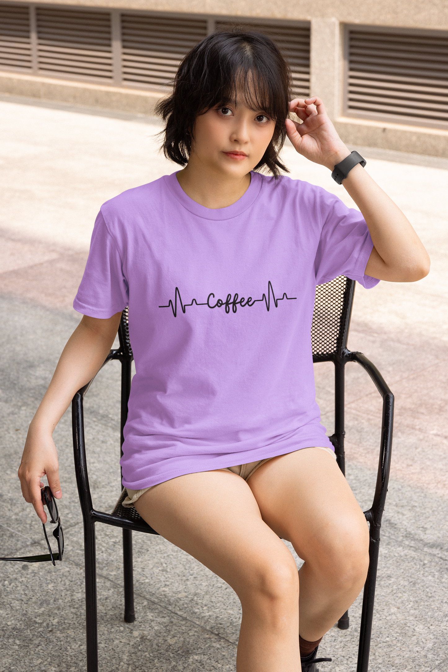 Red Coffee Heartbeat Graphic T-Shirt – Bold & Fun Design
