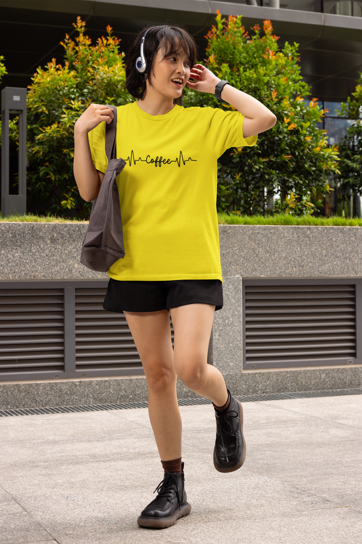 Red Coffee Heartbeat Graphic T-Shirt – Bold & Fun Design