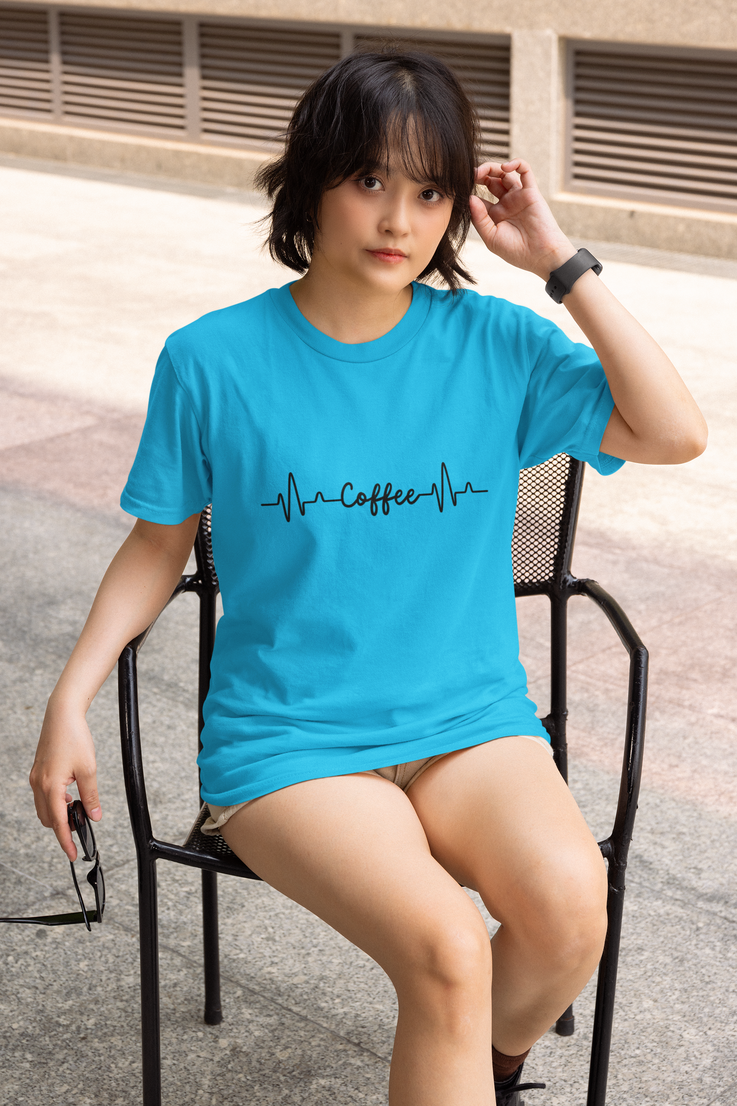 Red Coffee Heartbeat Graphic T-Shirt – Bold & Fun Design