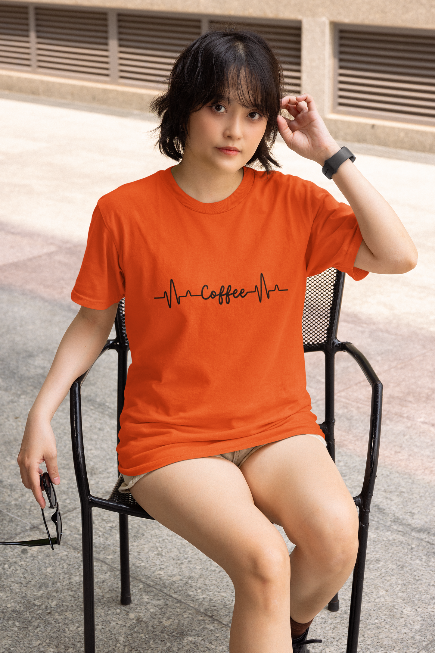 Red Coffee Heartbeat Graphic T-Shirt – Bold & Fun Design
