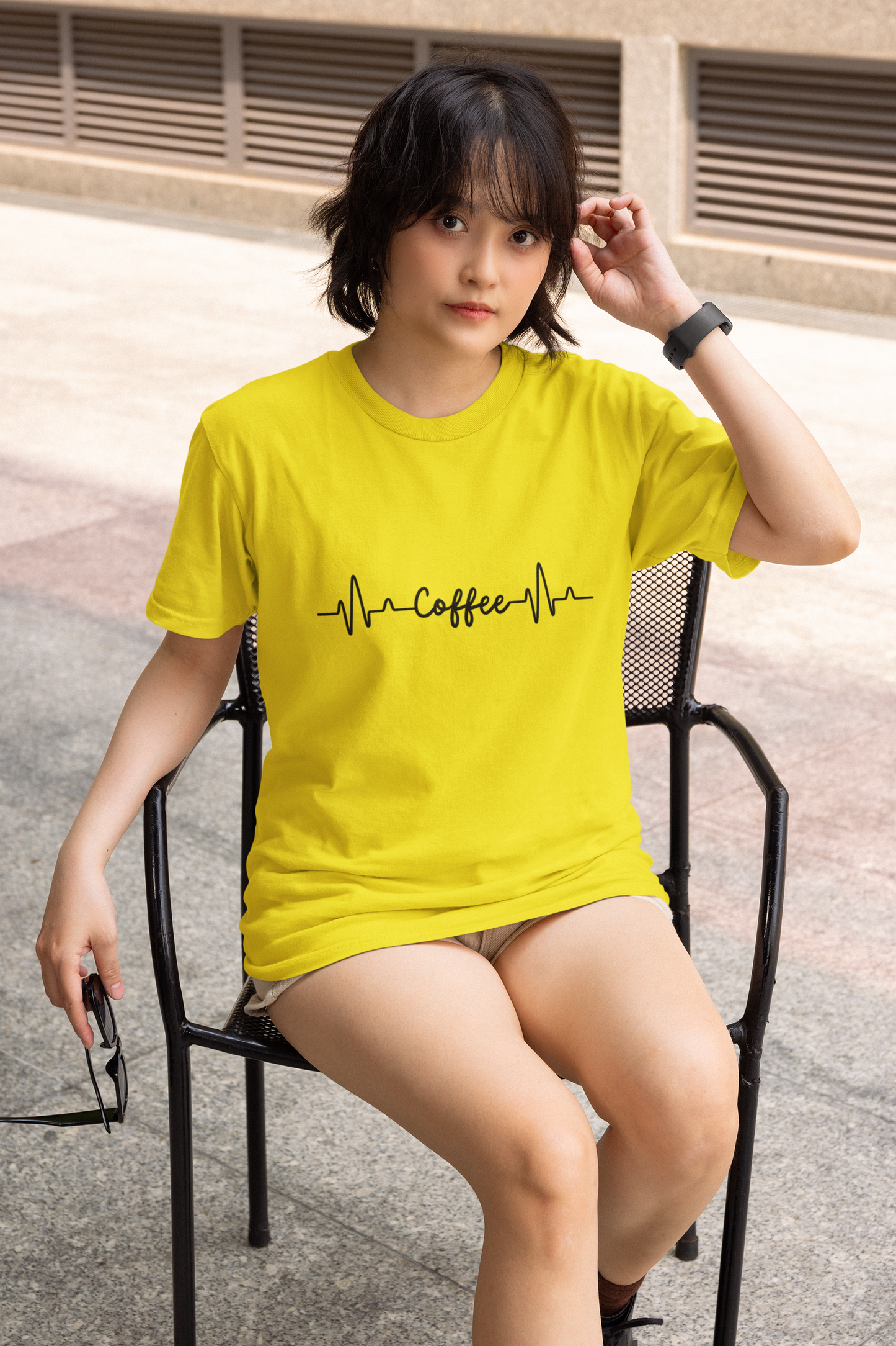 Red Coffee Heartbeat Graphic T-Shirt – Bold & Fun Design