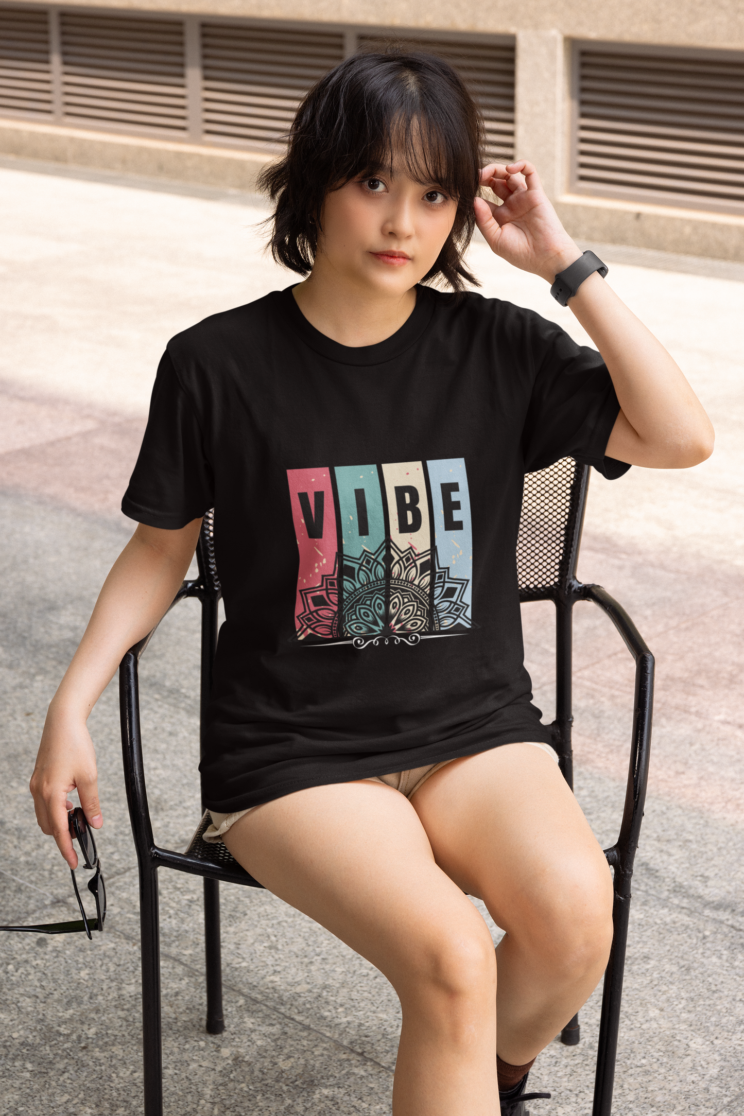 VIBE Graphic Printed Black T-Shirt | Casual Unisex Tee
