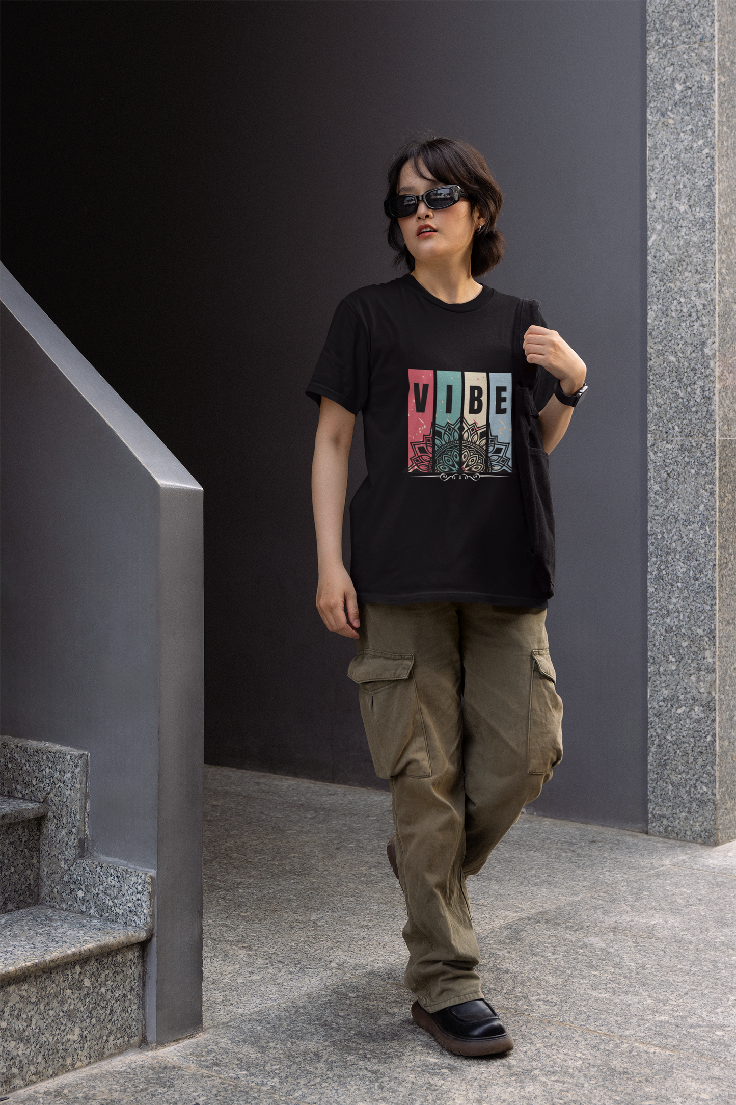 VIBE Graphic Printed Black T-Shirt | Casual Unisex Tee