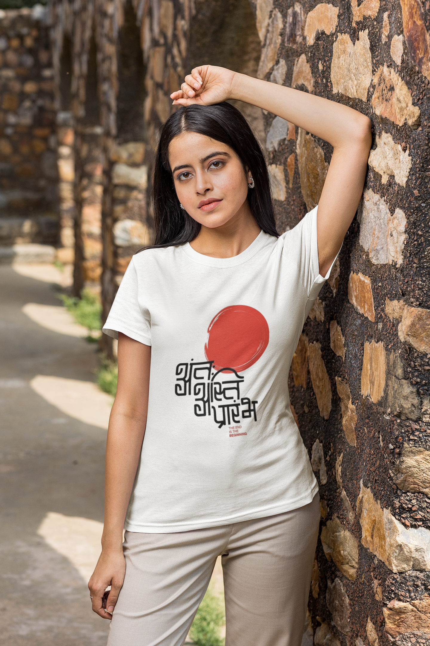 "शुभारंभ" Yellow Graphic T-Shirt | Traditional Hindi Calligraphy Tee