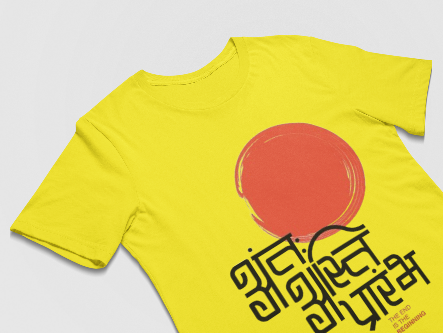 "शुभारंभ" Yellow Graphic T-Shirt | Traditional Hindi Calligraphy Tee