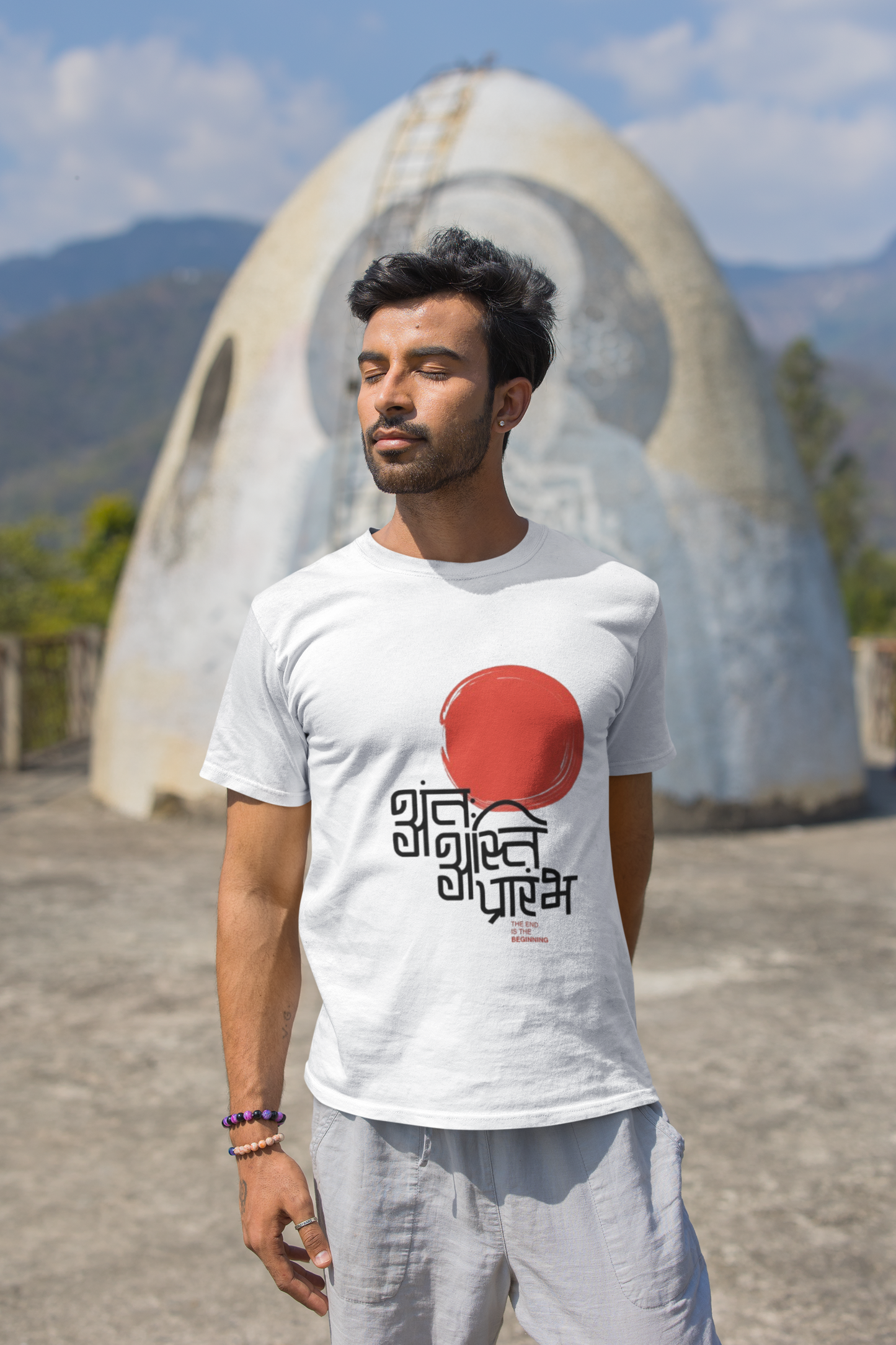"शुभारंभ" Yellow Graphic T-Shirt | Traditional Hindi Calligraphy Tee