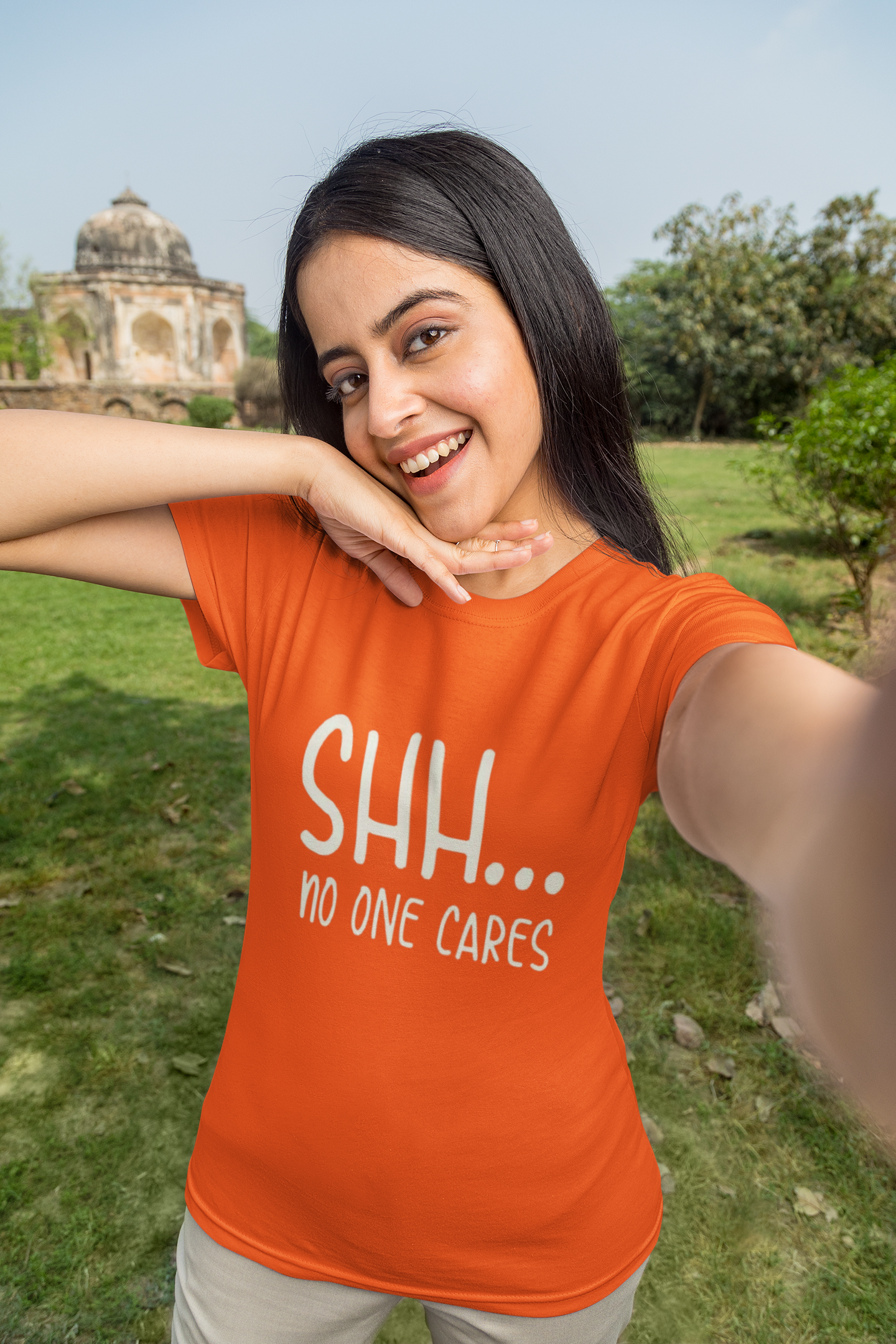 “Shh... No One Cares” Bold Attitude T-Shirt