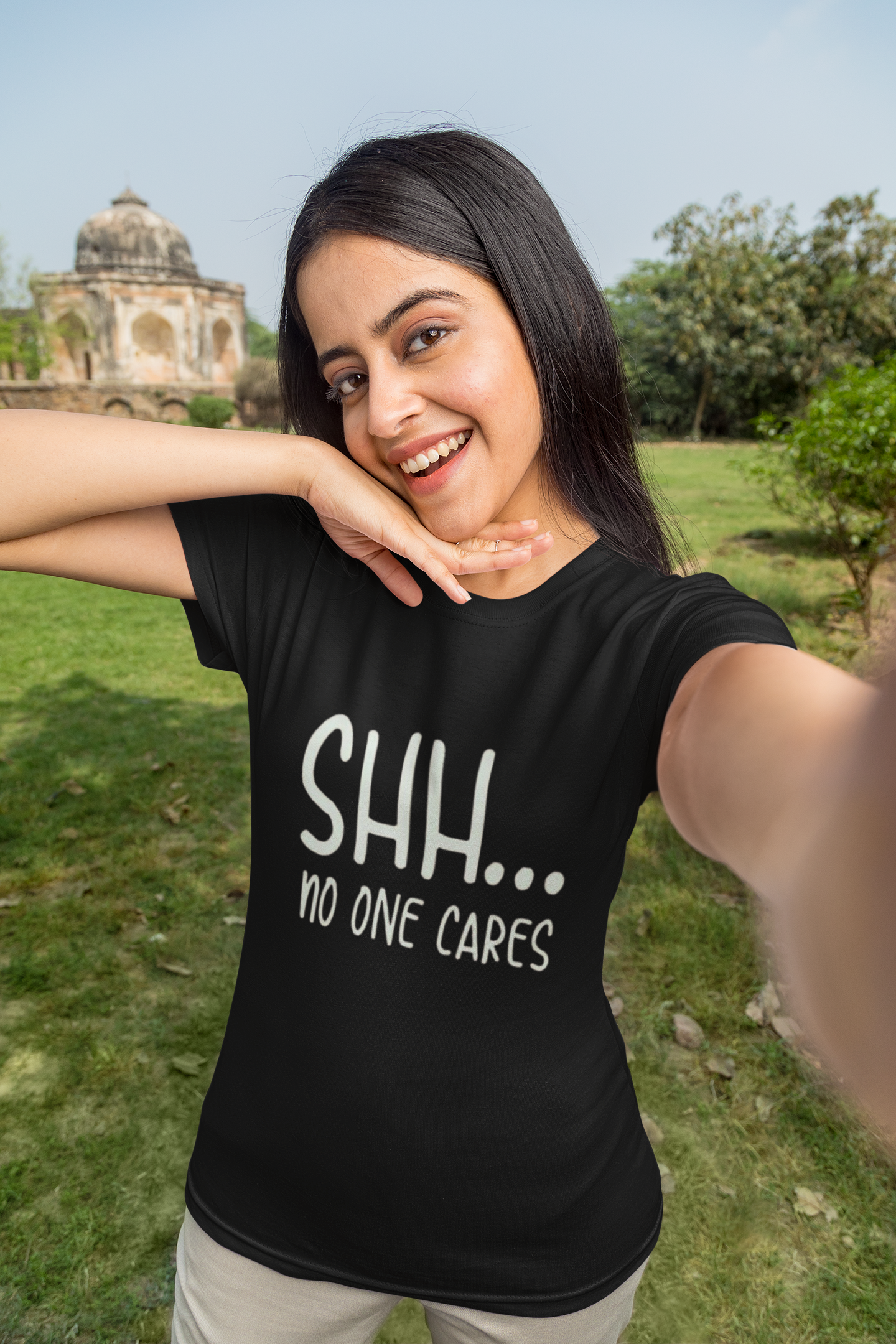 “Shh... No One Cares” Bold Attitude T-Shirt