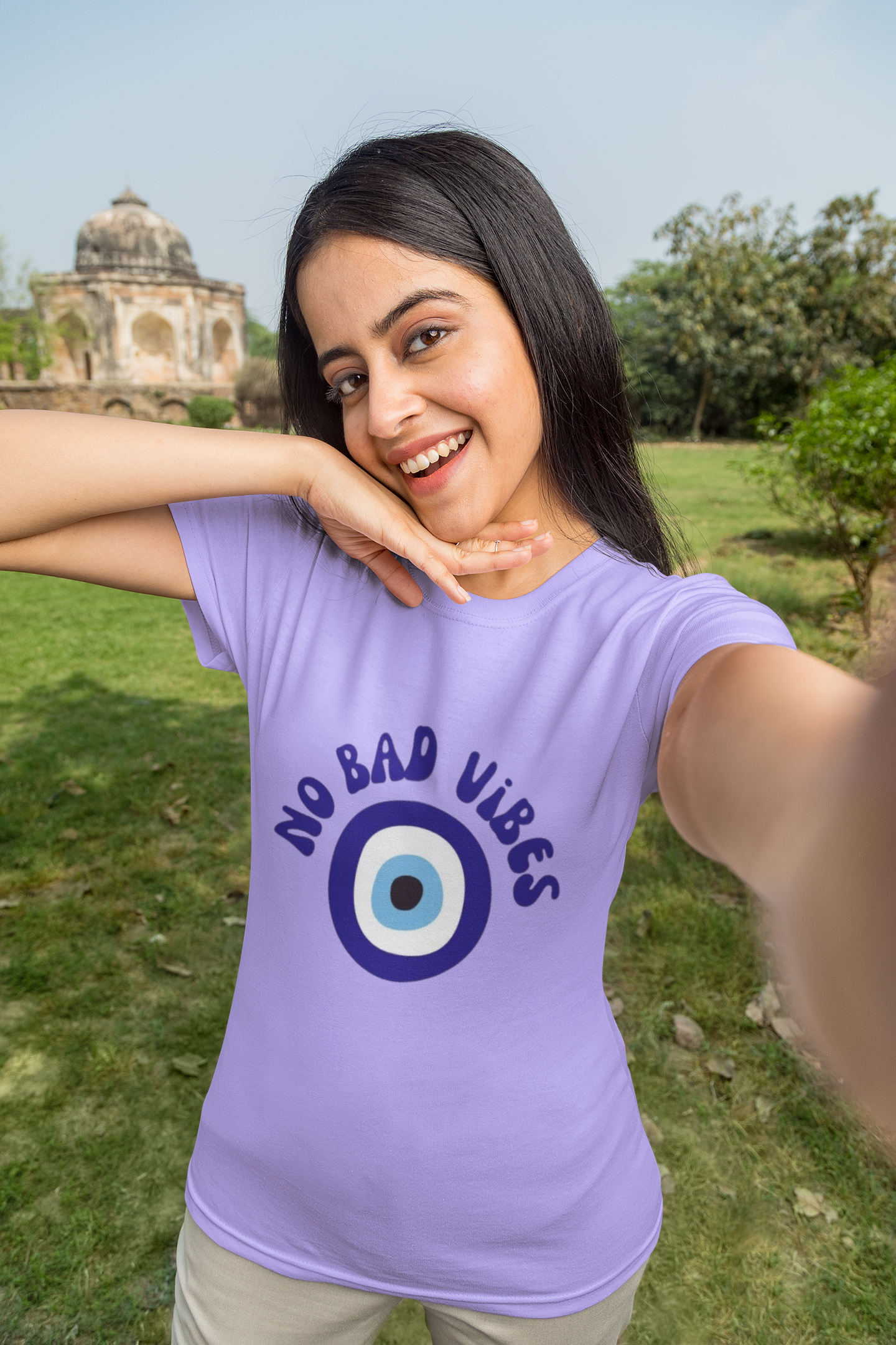 No Bad Vibes Evil Eye Graphic T-Shirt