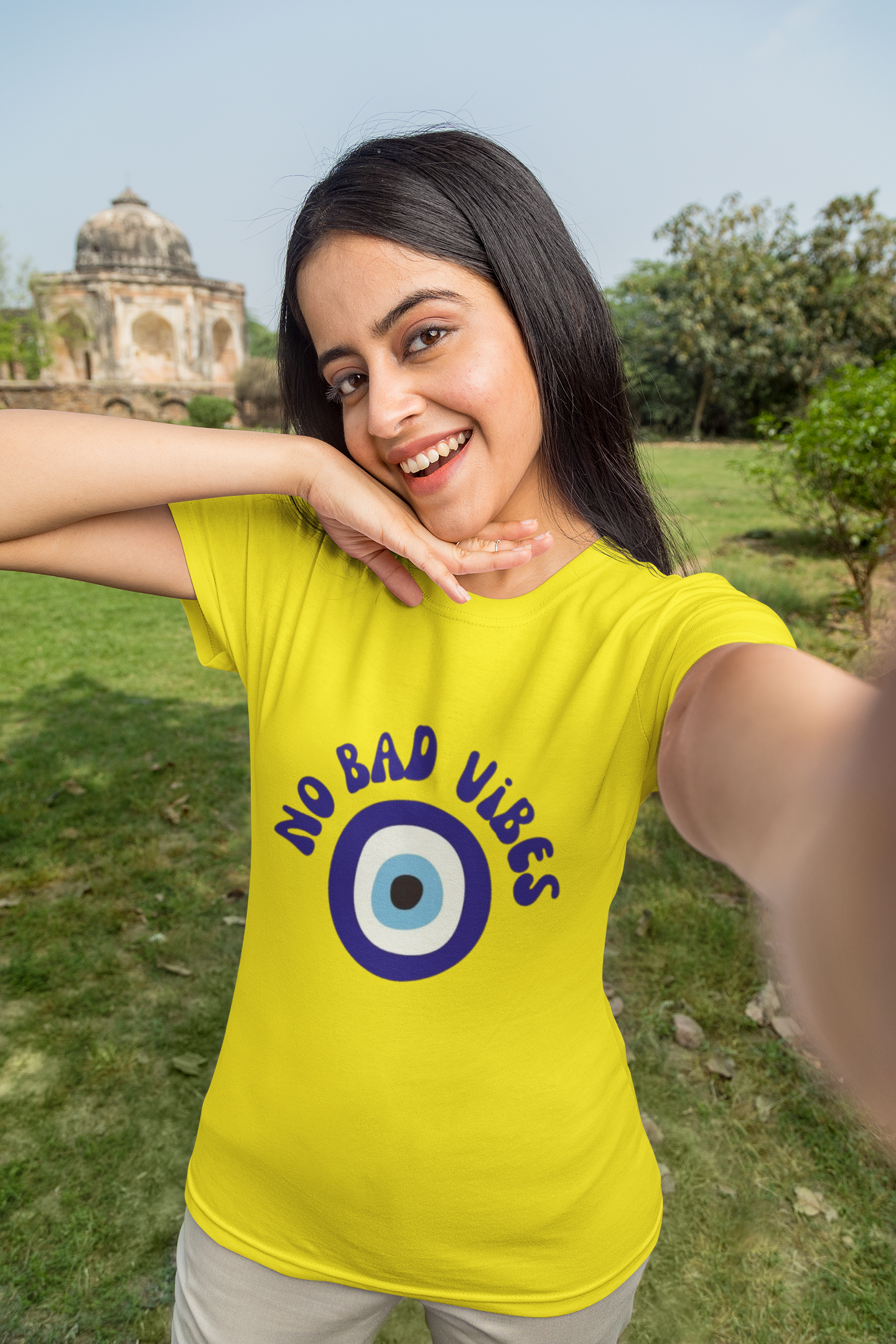No Bad Vibes Evil Eye Graphic T-Shirt