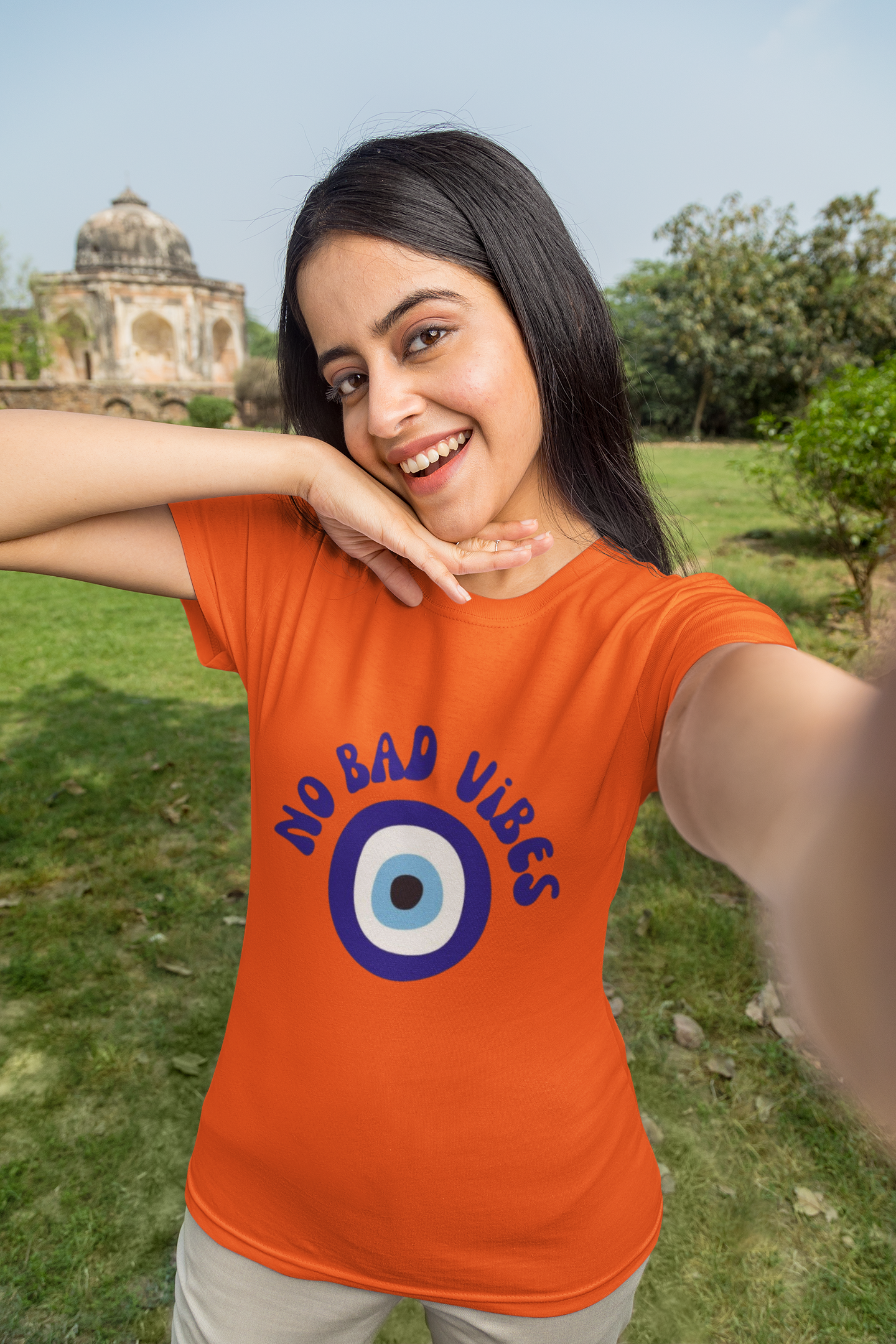 No Bad Vibes Evil Eye Graphic T-Shirt