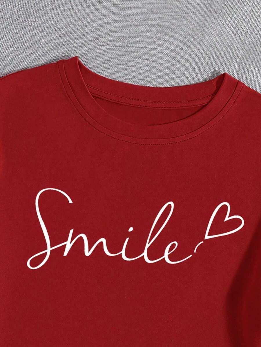 Smile Script Red Graphic T-Shirt