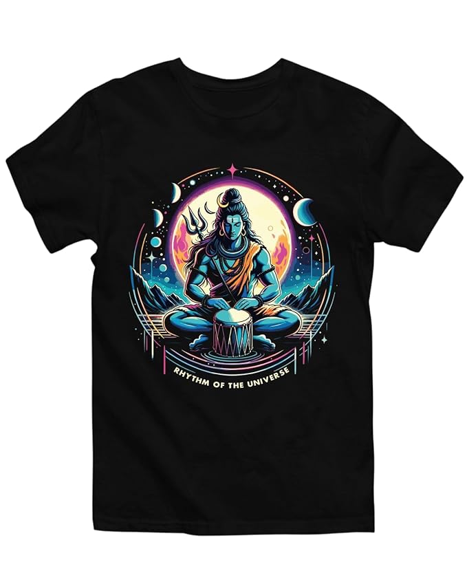 Rhythm of the Universe – Lord Shiva Cosmic Printed T-Shirt
