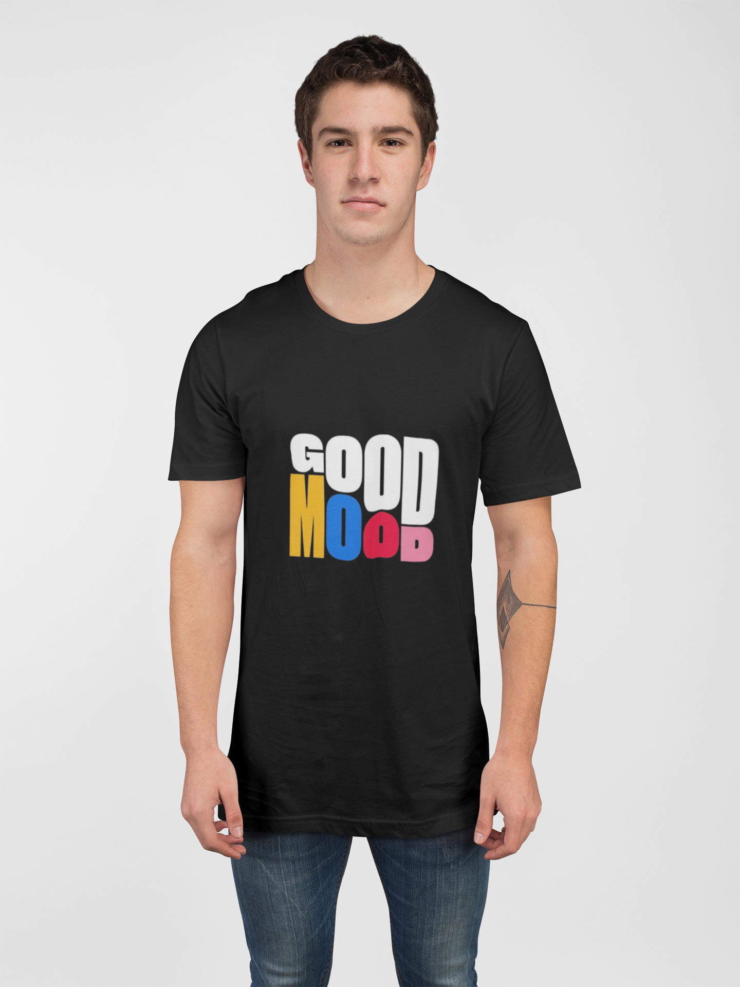 Black “Good Vibes” Typography Graphic T-Shirt – Casual Fit