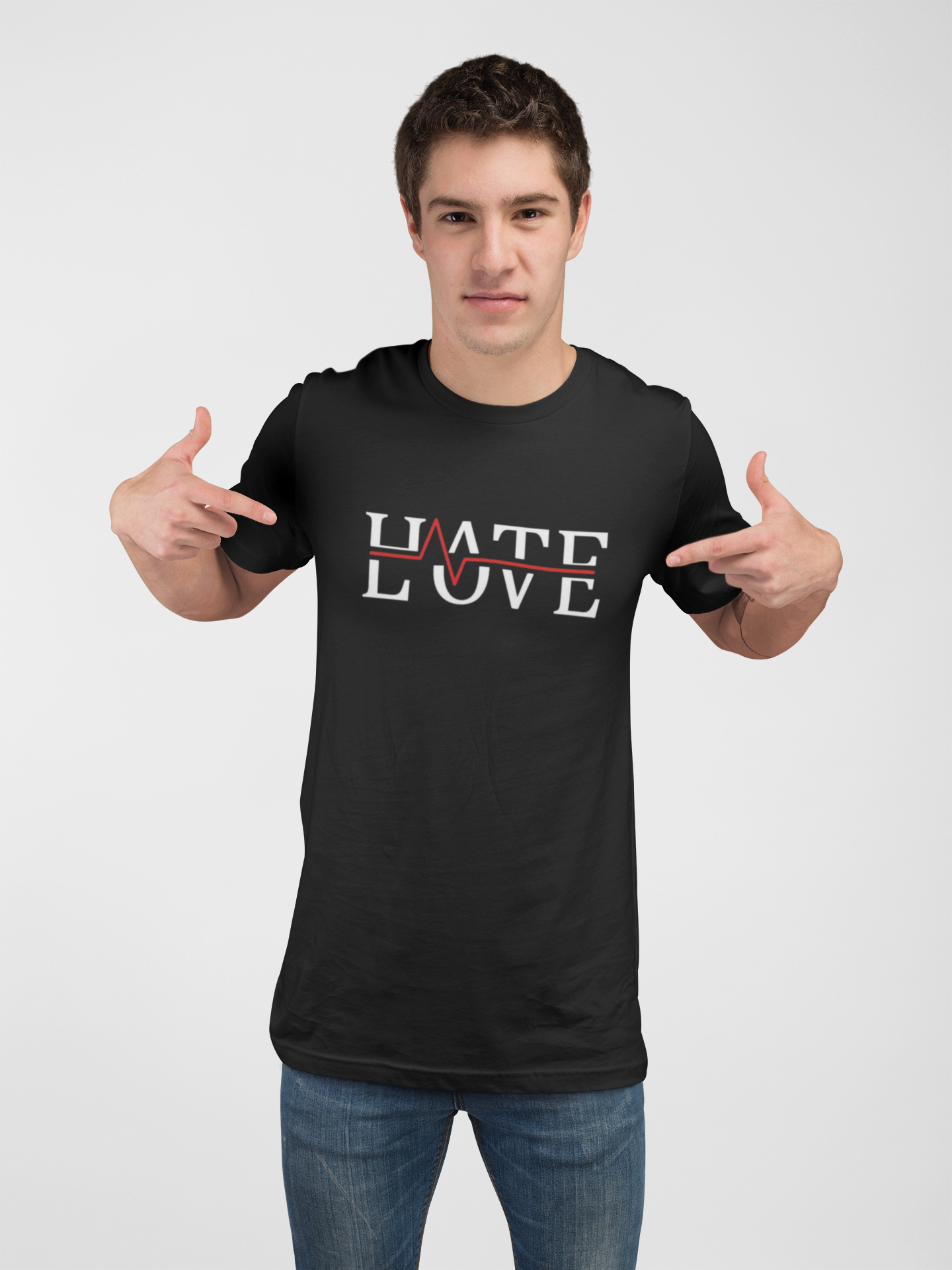 Black “Love” Multicolor Heart Graphic T-Shirt – 100% Cotton Casual Tee