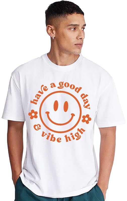 Vibe High Smiley Graphic Oversized T-Shirt