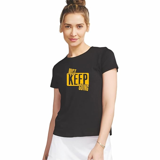 Just Keep Going Black Graphic T-Shirt