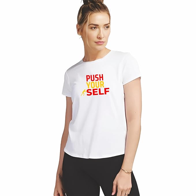 Push Yourself White Graphic T-Shirt