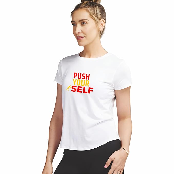 Push Yourself White Graphic T-Shirt