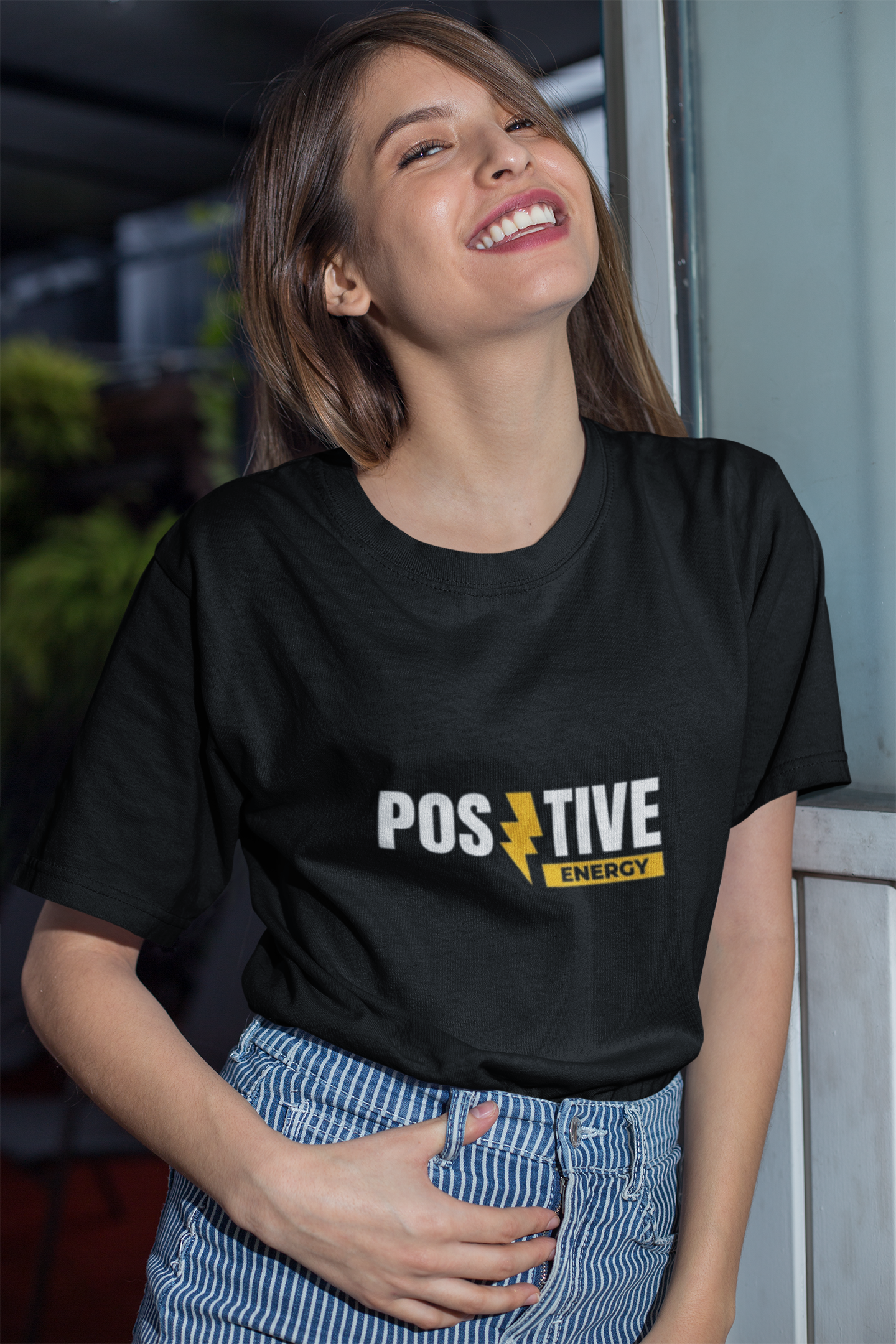 “Positive Energy” Black Graphic T-Shirt – Bold, Empowering Vibes
