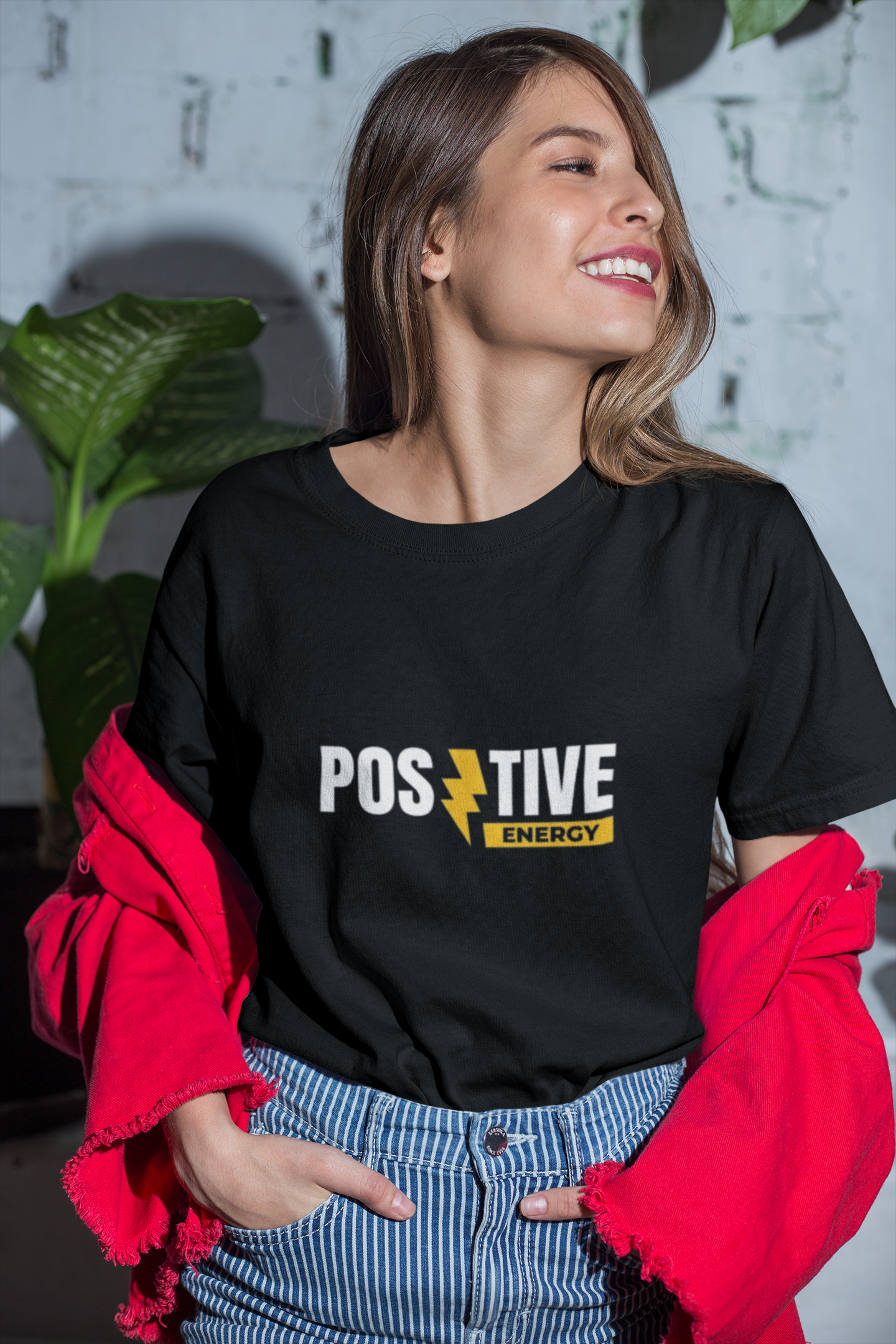 “Positive Energy” Black Graphic T-Shirt – Bold, Empowering Vibes