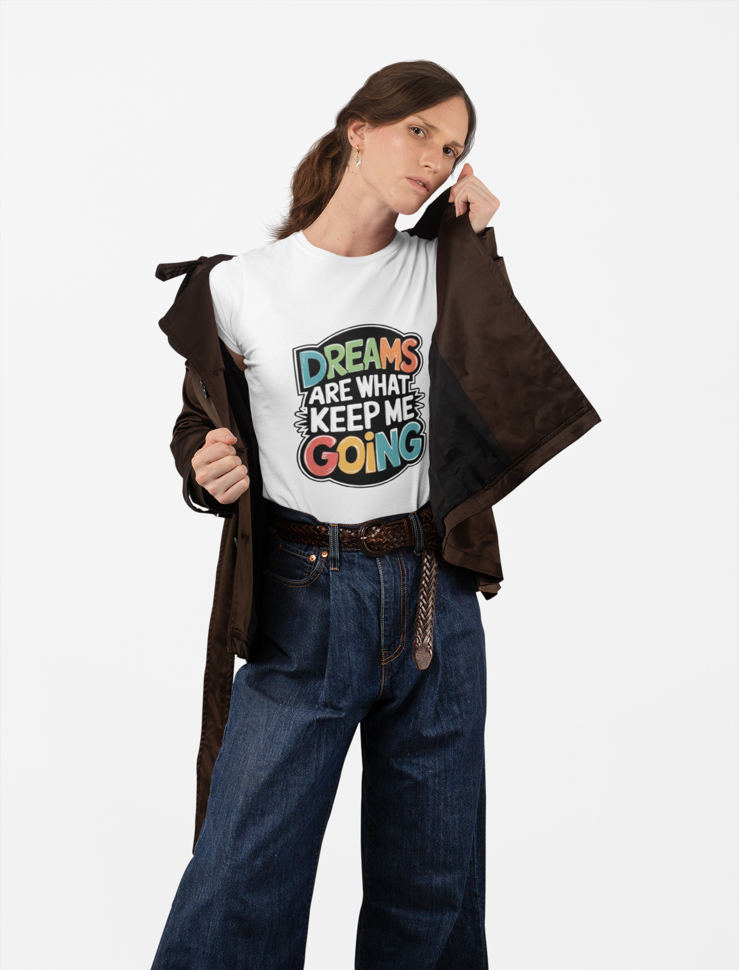 “Dreams Are What Keep Me Going” White Motivational T-Shirt – Colorful & Uplifting
