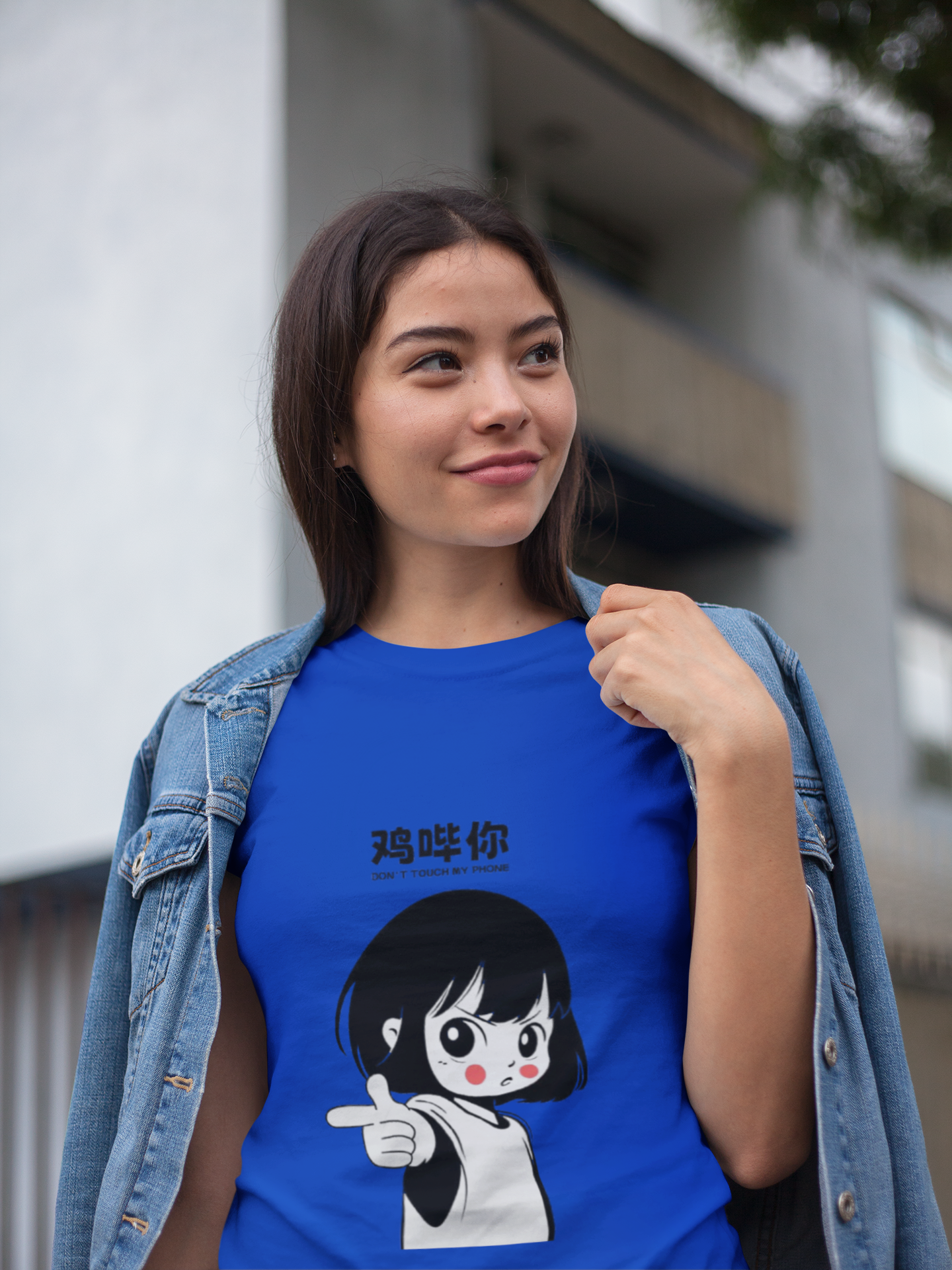 Sassy Cartoon Girl Graphic Blue T-Shirt