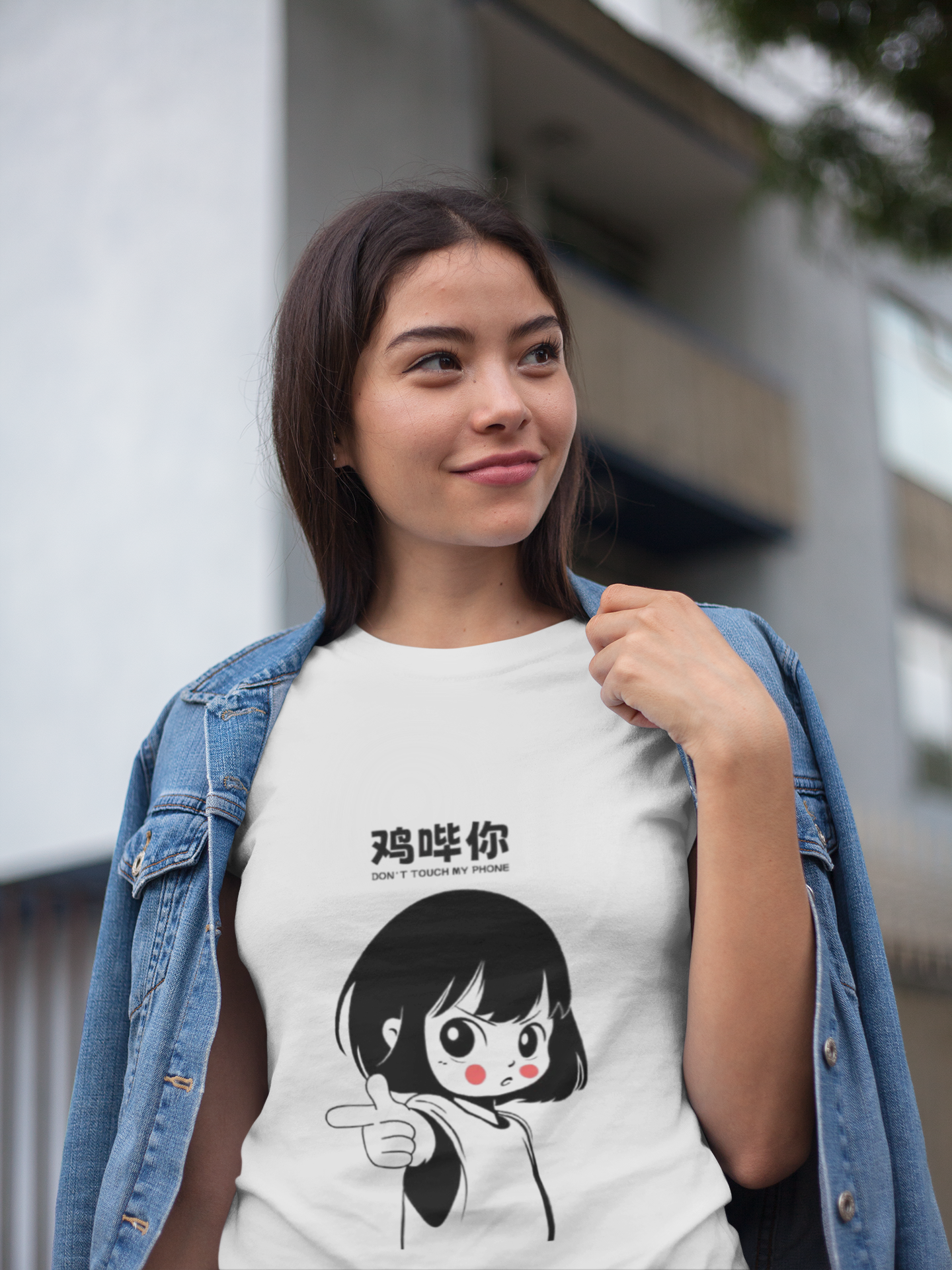 Sassy Cartoon Girl Graphic Blue T-Shirt