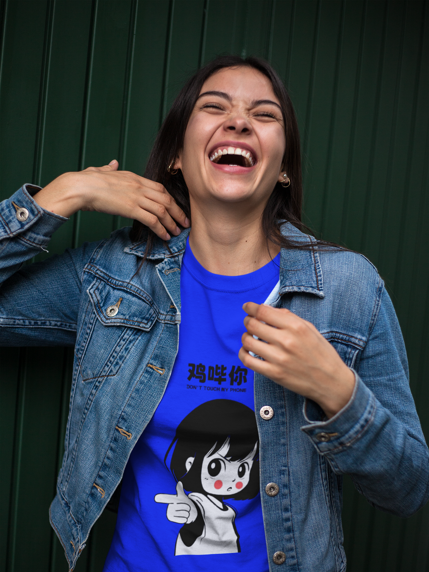 Sassy Cartoon Girl Graphic Blue T-Shirt