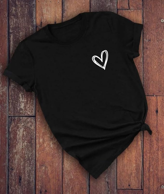 Minimal Heart Graphic Black T-Shirt
