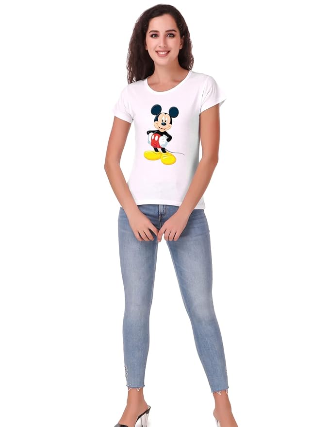 PD Clori "Cute Mickey" Cartoon Printed T-Shirt – Black | Fun & Playful Disney-Inspired Tee