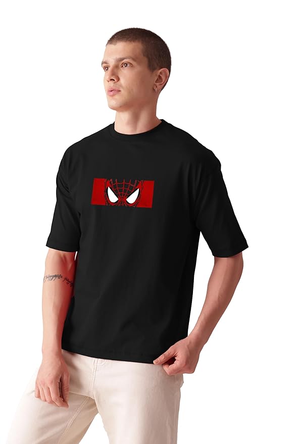 PD Clori Men's Spider Graphic Printed T-Shirt – Black | Edgy Urban Style | Web Design Tee
