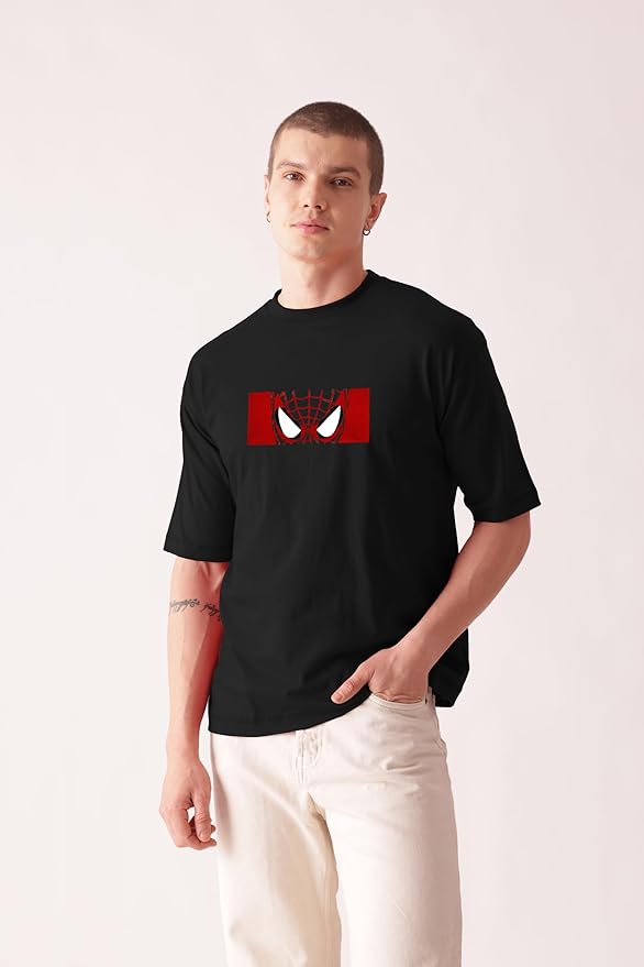 PD Clori Men's Spider Graphic Printed T-Shirt – Black | Edgy Urban Style | Web Design Tee