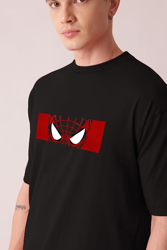 PD Clori Men's Spider Graphic Printed T-Shirt – Black | Edgy Urban Style | Web Design Tee