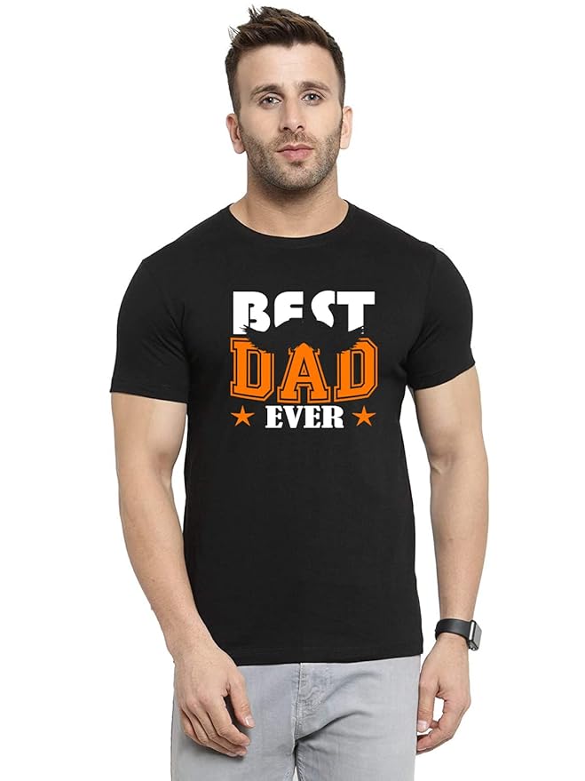 "Best Dad Ever" Printed T-Shirt – Cotton | Black |