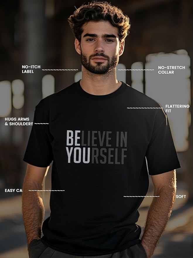 “Believe in Yourself” Motivational Quote T-Shirt – Unisex Cotton Inspiration Tee