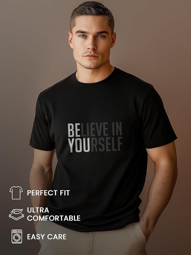 “Believe in Yourself” Motivational Quote T-Shirt – Unisex Cotton Inspiration Tee