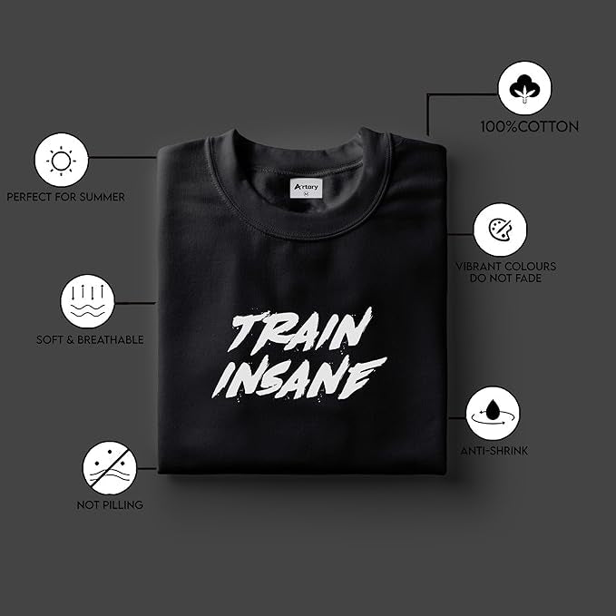 "Train Insane" Motivational Gym T-Shirt – Unisex Cotton Workout Tee
