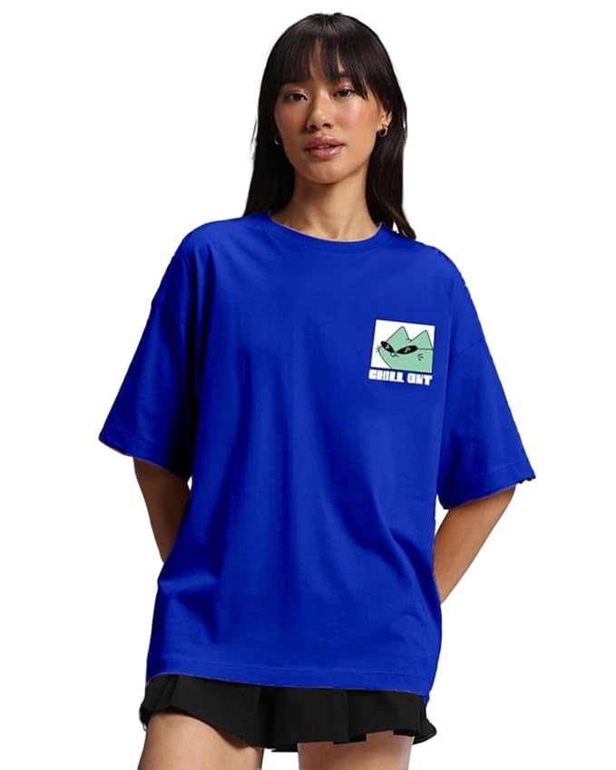 "Chill Out Cat Graphic Oversized T-Shirt & Joggers Set – Comfy Streetwear Vibes"