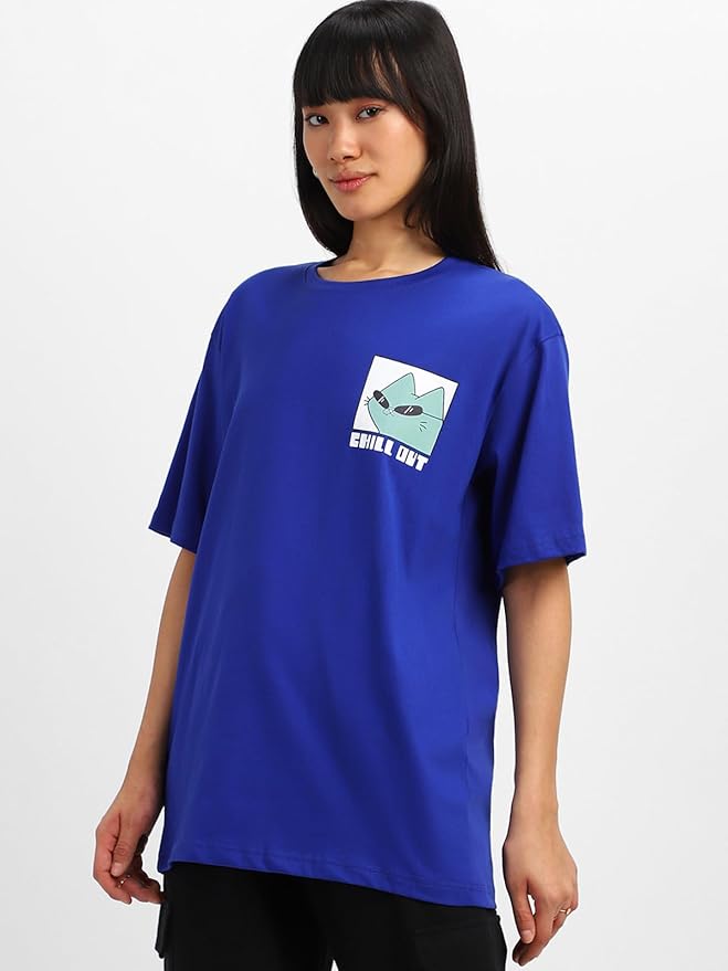 "Chill Out Cat Graphic Oversized T-Shirt & Joggers Set – Comfy Streetwear Vibes"