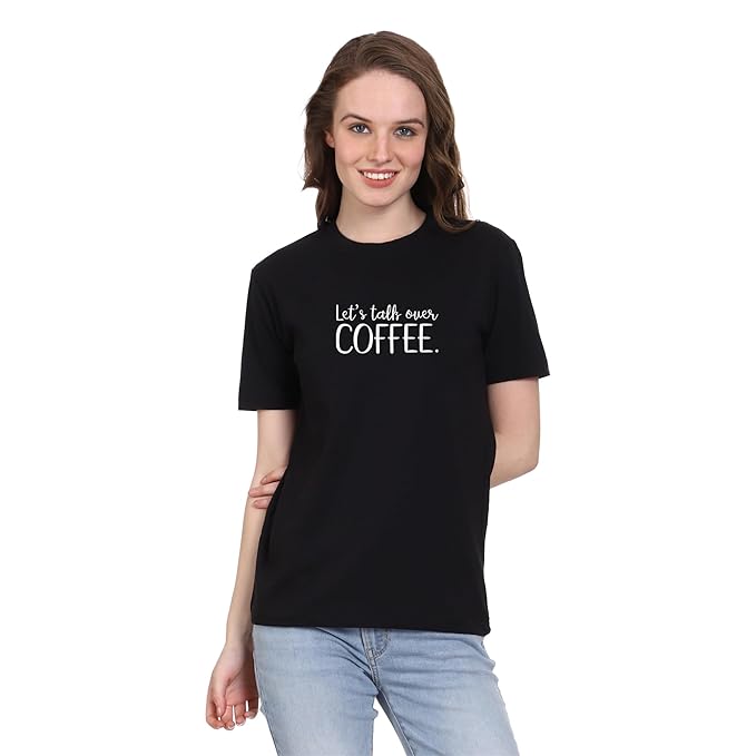 "Let’s Talk Over Coffee" – Casual Graphic T-Shirt for Coffee Lovers