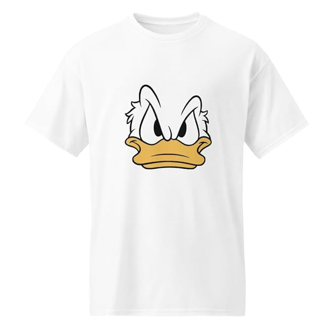 Angry Duck Face Graphic T-Shirt – Minimal Cartoon Design (White)