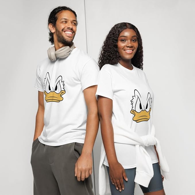 Angry Duck Face Graphic T-Shirt – Minimal Cartoon Design (White)