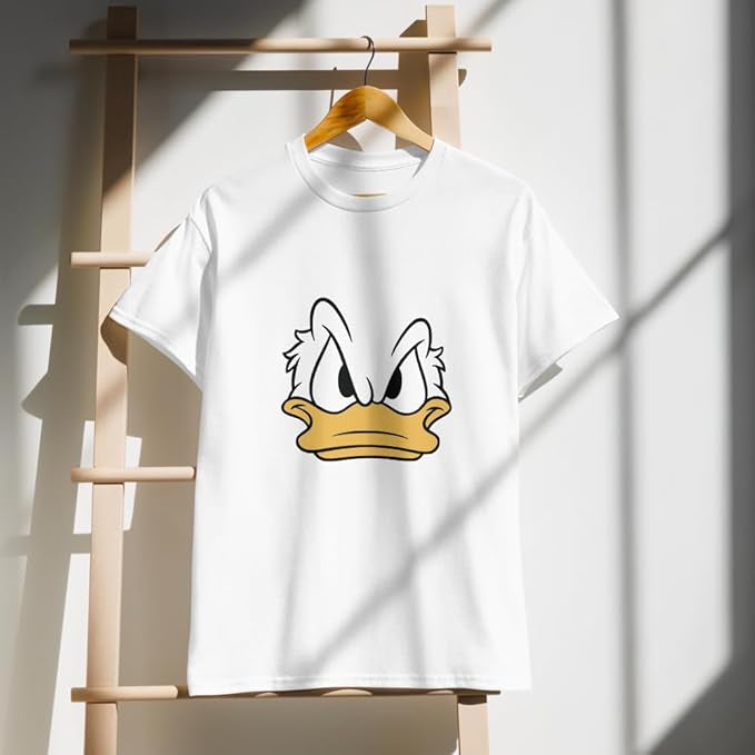 Angry Duck Face Graphic T-Shirt – Minimal Cartoon Design (White)