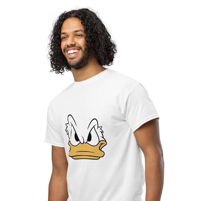 Angry Duck Face Graphic T-Shirt – Minimal Cartoon Design (White)
