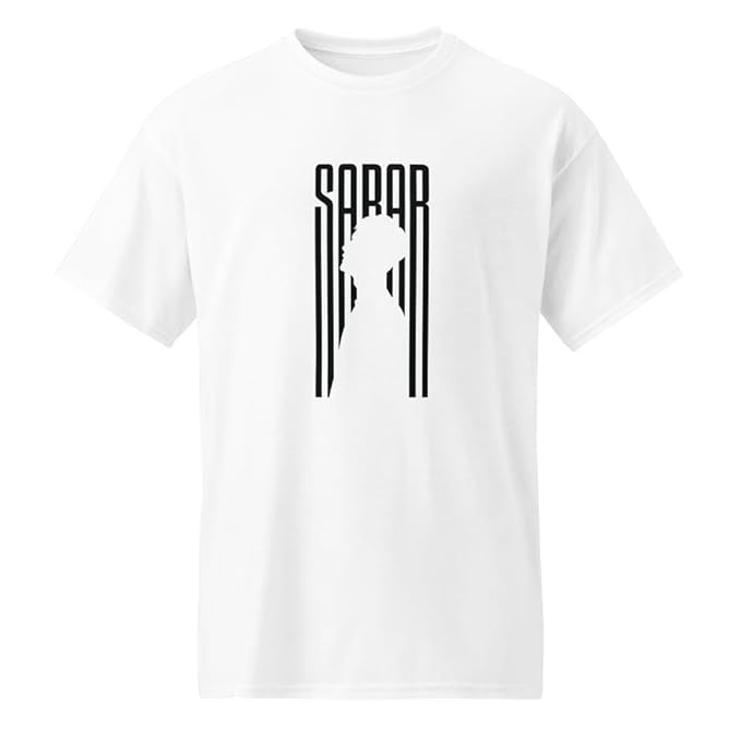SABAR Vertical Typography T-Shirt – Mindful Minimalism (White)